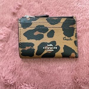 Coach Mini Skinny Id Case With Leopard Print
